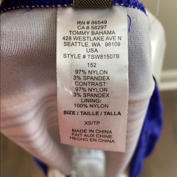 Tommy Bahama Textured Striped Blue/White Bikini Bottom - Picture 3 of 6